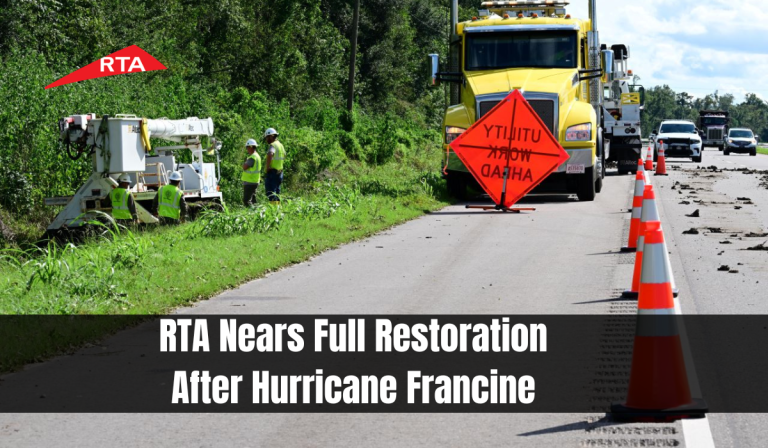 RTA Nears Full Restoration After Hurricane Francine